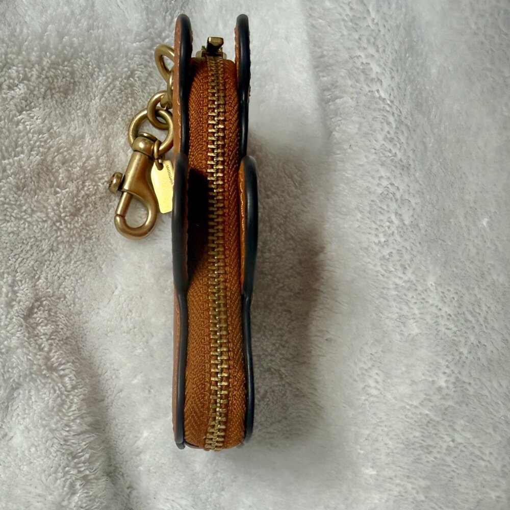 NWOT Coach Bear Coin Purse Bag Charm In Glovetanned Leather Brass/Toffee - Picture 6 of 7